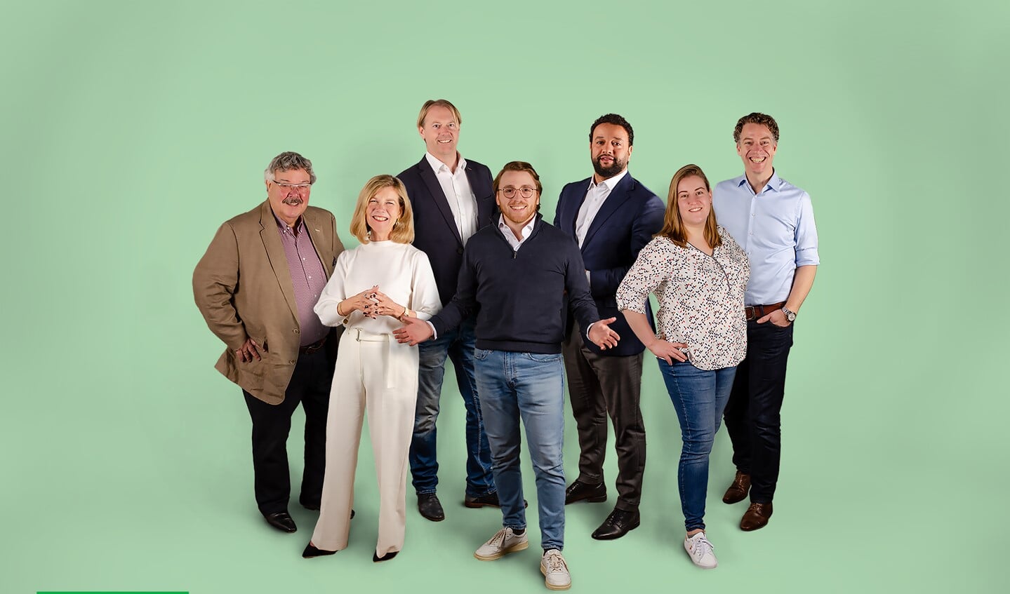 De top 7 van de kandidatenlijst van D66 Leidschendam-Voorburg voor de gemeenteraadsverkiezingen van maar 2022 (foto: pr D66).
