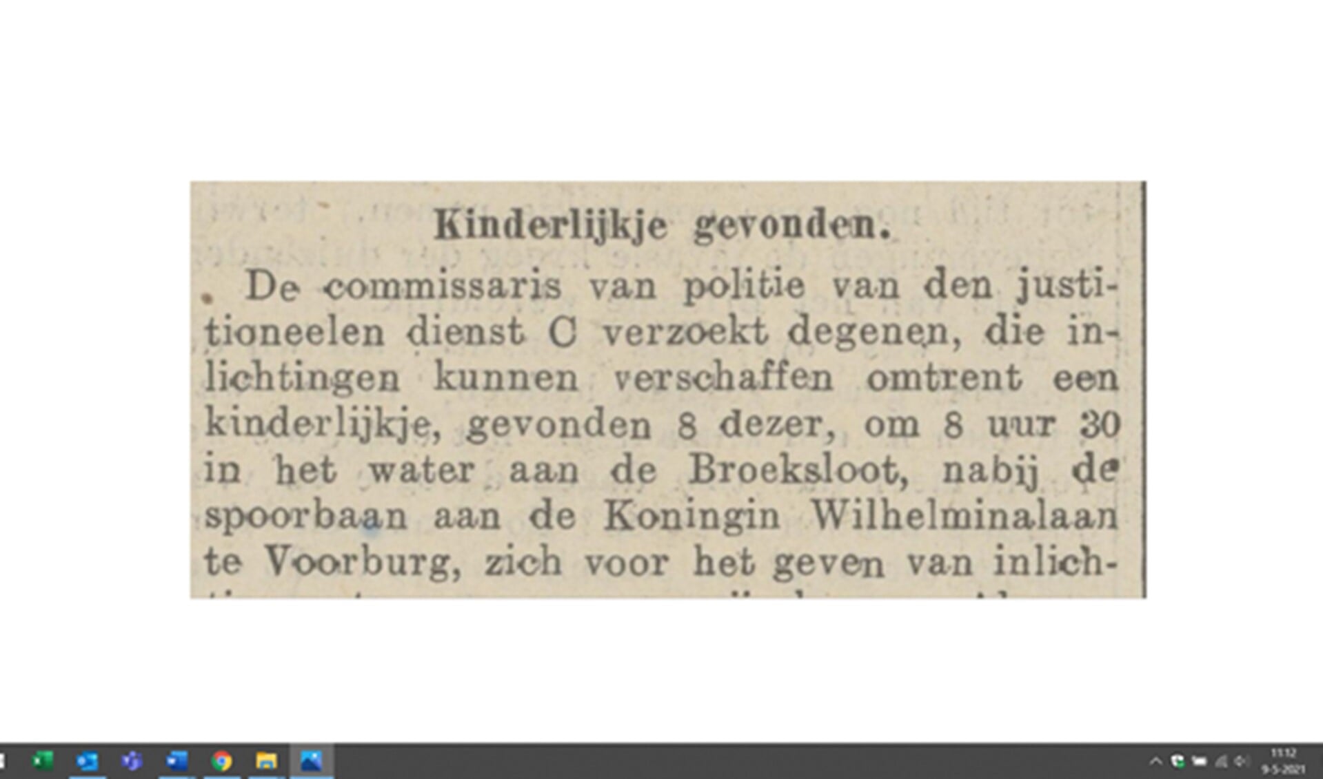 Knipsel uit de Haagsche Courant van 10 augustus 1937.