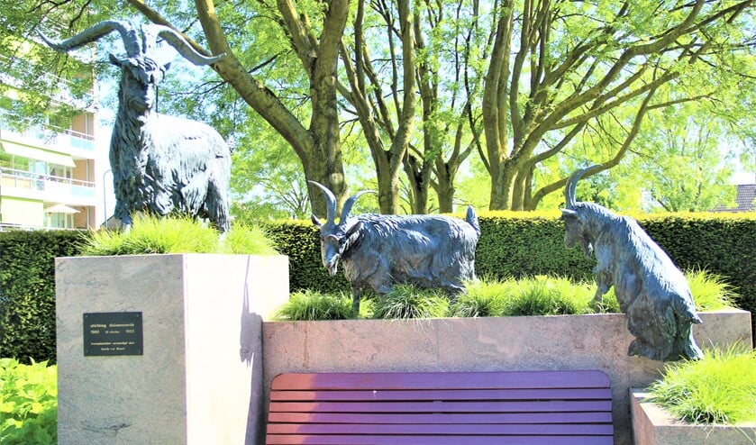 Het beeld ‘Bok met twee geiten’ van Gerda van den Bosch in Duivenvoorde (tekst: Anne Marie Boorsma / foto: Marian Kokshoorn).