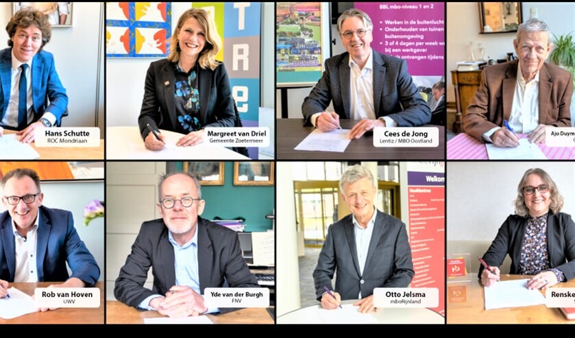 <p>De online bekrachtiging van de samenwerking tussen de diverse partijen (foto: pr gemeente / RMT ZHC).</p>