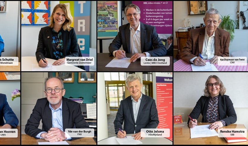 Wethouder Margreet van Driel ondertekent het convenant met haar collega's
