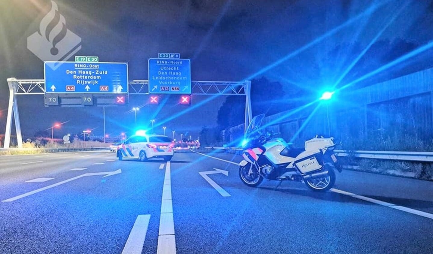 Rijstrook A4 door de politie afgezet (foto: Politie LV).