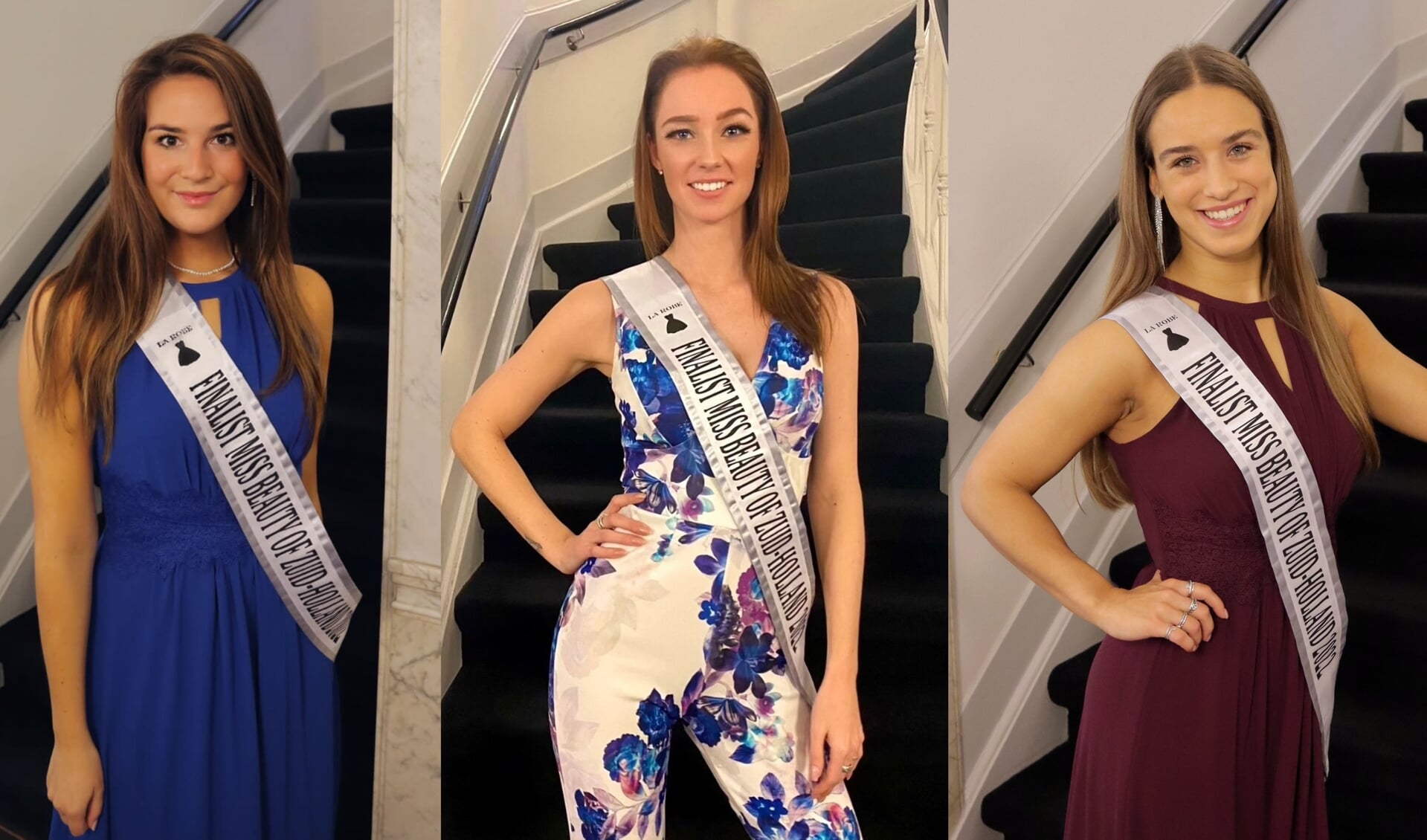 Drie deelneemsters aan de Miss Beauty of Zuid-Holland-verkiezing uit Pijnacker: Hannah de Bruin, Wendy Groenewegen en Luca Schalkwijk.