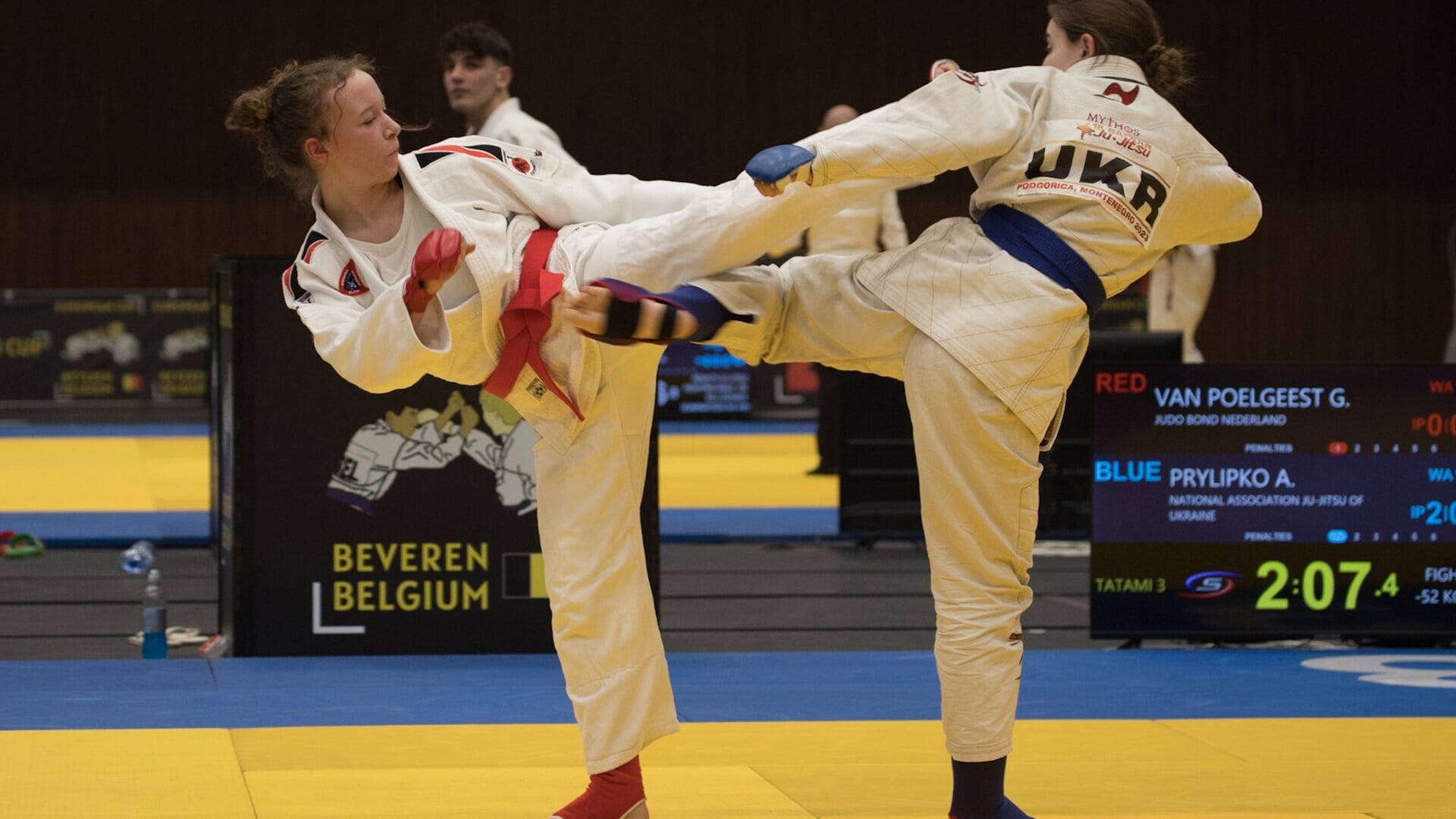 Gwen van Poelgeest in actie tijdens de European Cup Jiu-Jitsu Fighting. Foto: pr