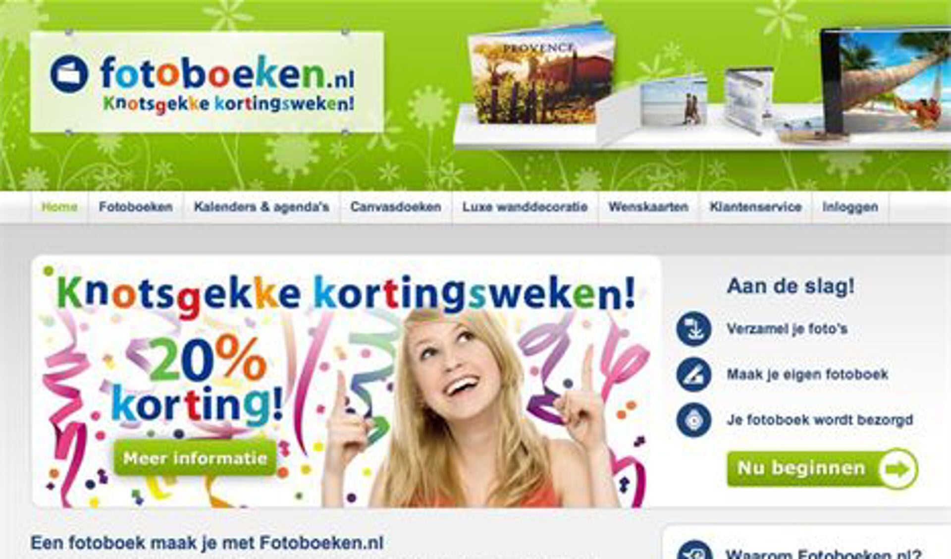 De bekende site van Fotoboeken.nl.
