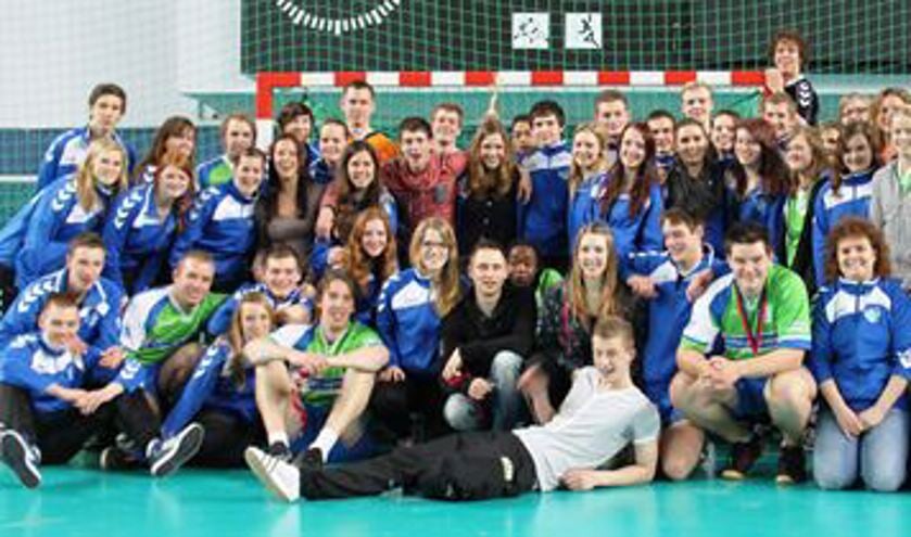 Het bonte gezelschap in het Berliner Sportforum. Foto: buschauffeur Paul
