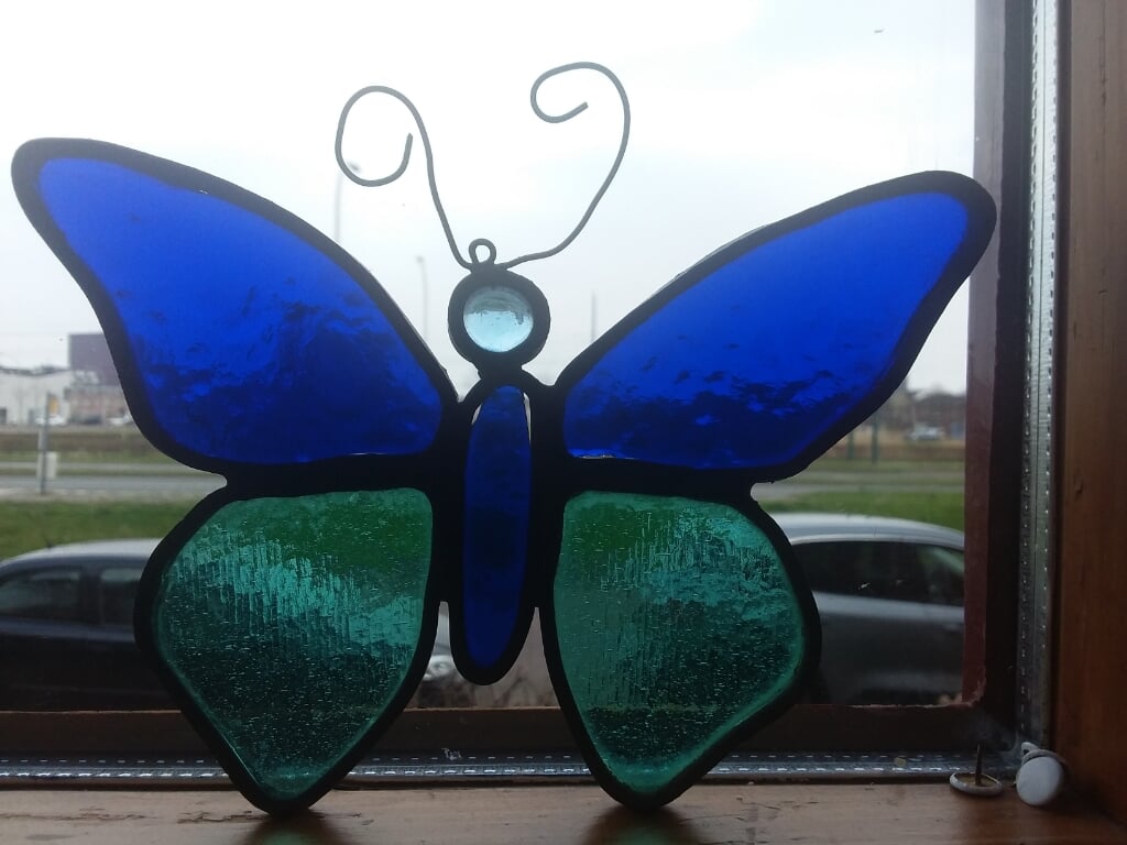 Mooie GLAS-IN-LOOD VLINDER!