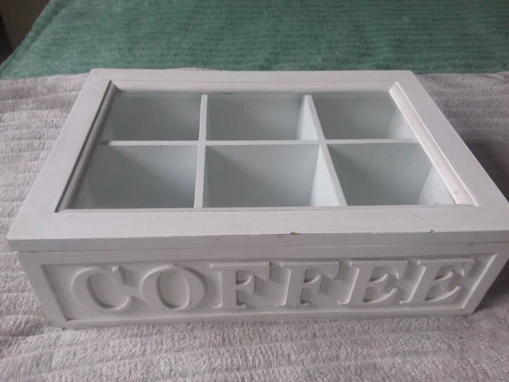 Leuke Brocante Houten "COFFEE-BOX"/OPBERG-DOOS!