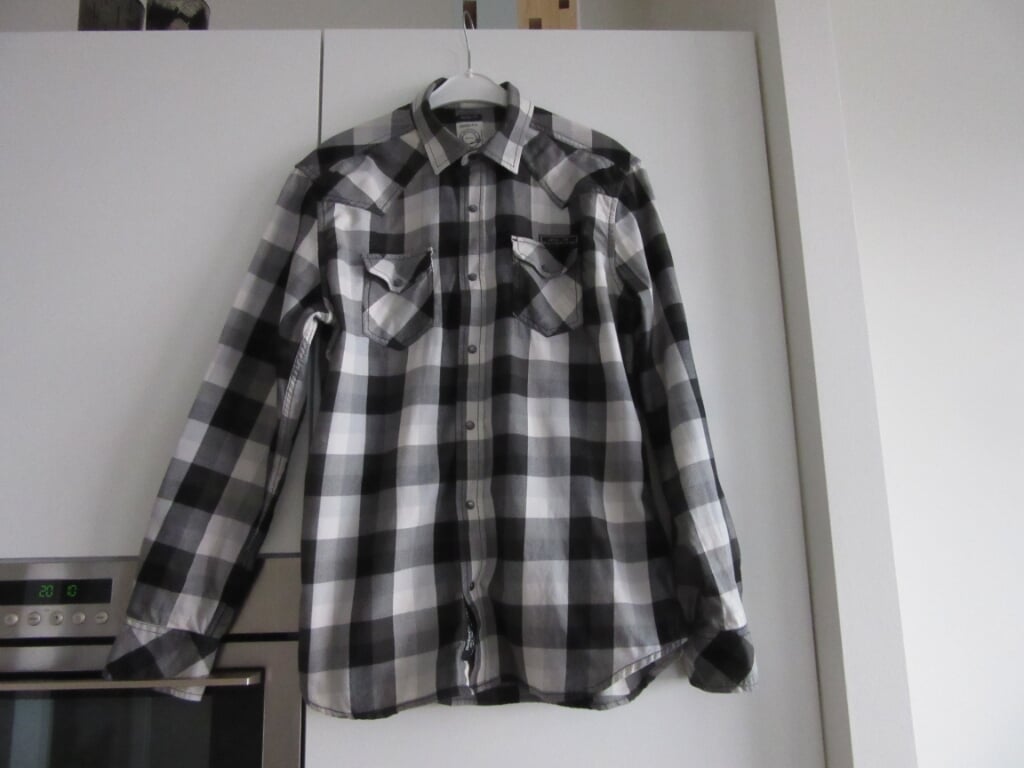 DIESEL overhemd maat medium zwart/witte ruitenprint Regular fit