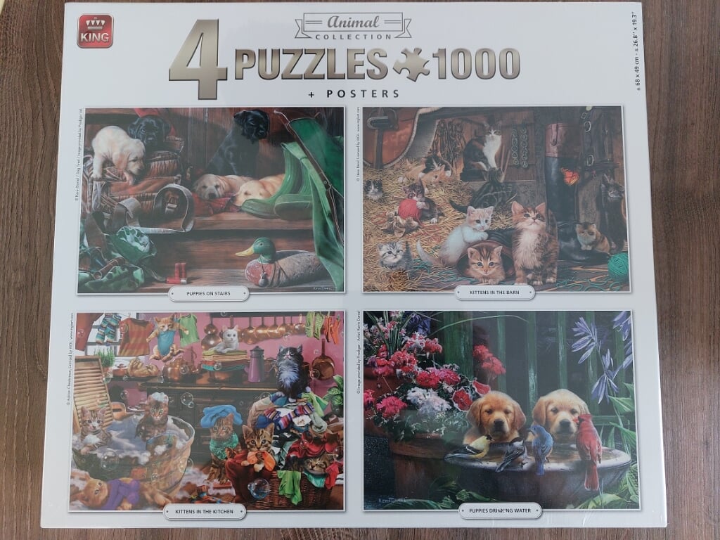 King 4 puzzels van 1000 stukjes - Animal Collection