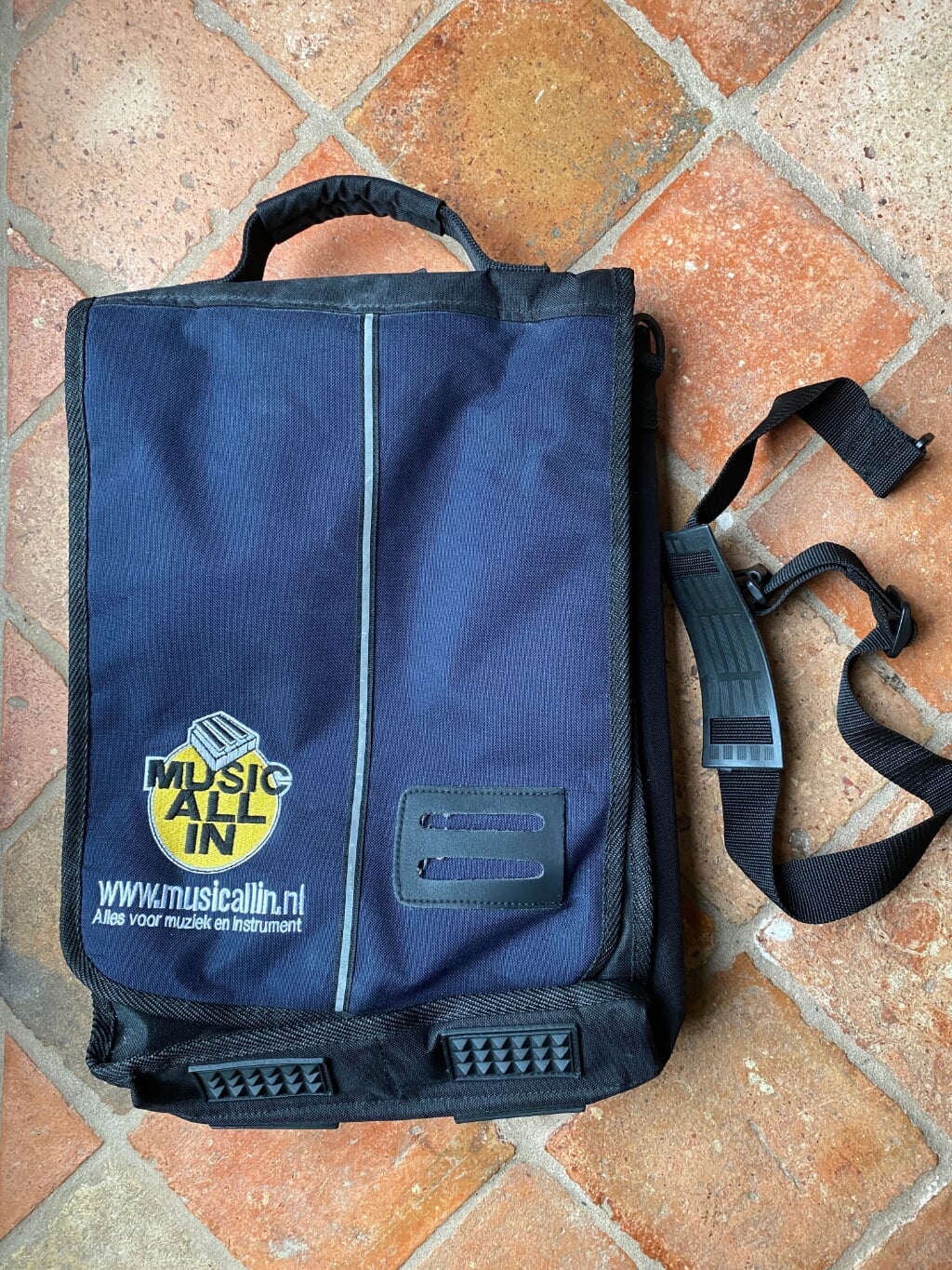 Handige tas voor dwarsfluit en accessoires, kleur blauw / zwart