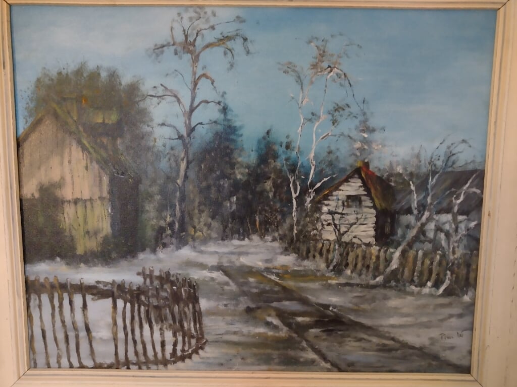 Winters landschap in olieverf