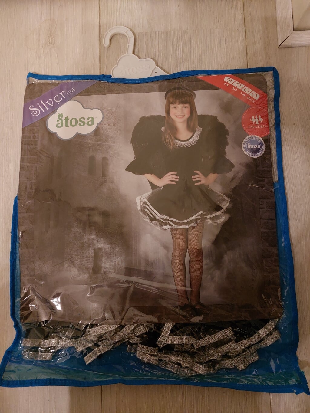 Zwarte engel outfit, maat 98-104