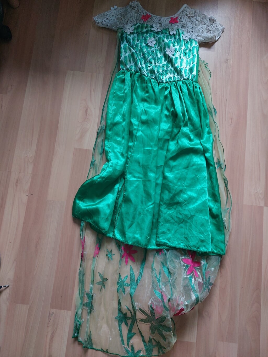Zeegroene Prinsessenjurk met sleep - Maat 130