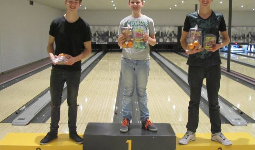 Sjoerd Jansen (2e), Giel van Gorp (1e) en Youri Vermeulen (3e).
