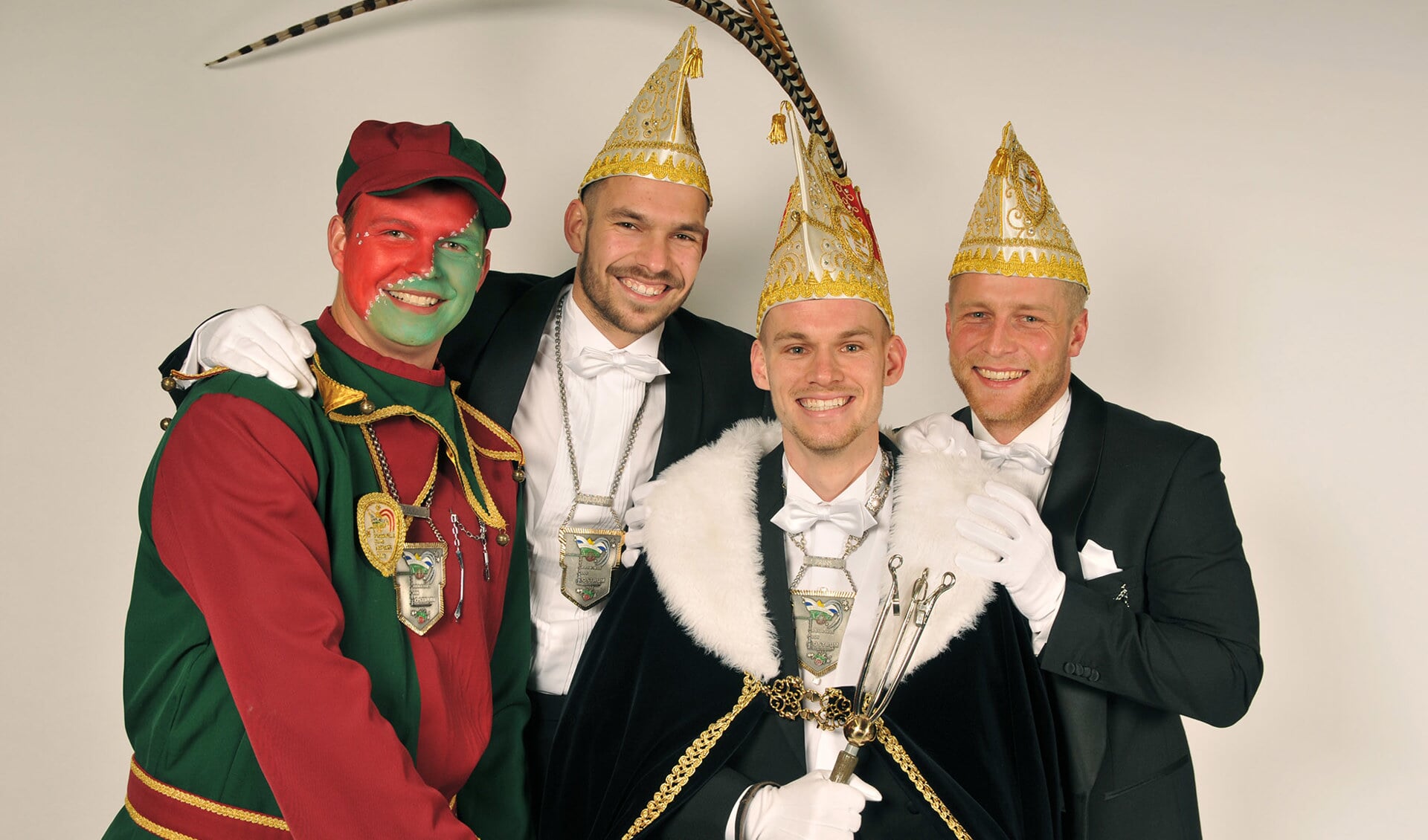 Prins Kees I samen  met zijn adjudanten en nar. Foto: Jos Euwes.