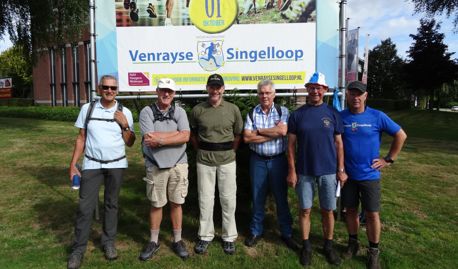 De wandelcommissie van de Singelloop: v.l.n.r. Bert van der Krabben, Antoon van der Sterren, Hans Hudales, Peter Vullings, Piet Lensen, Michel Thomassen.