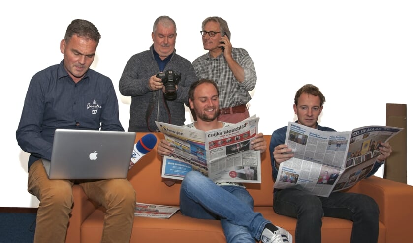 Van links naar rechts de redactie: Ron Koenen, Henk Lammen, Willem Menting (zittend), Henk Baltussen en Dennis Stiphout (zittend rechts). 