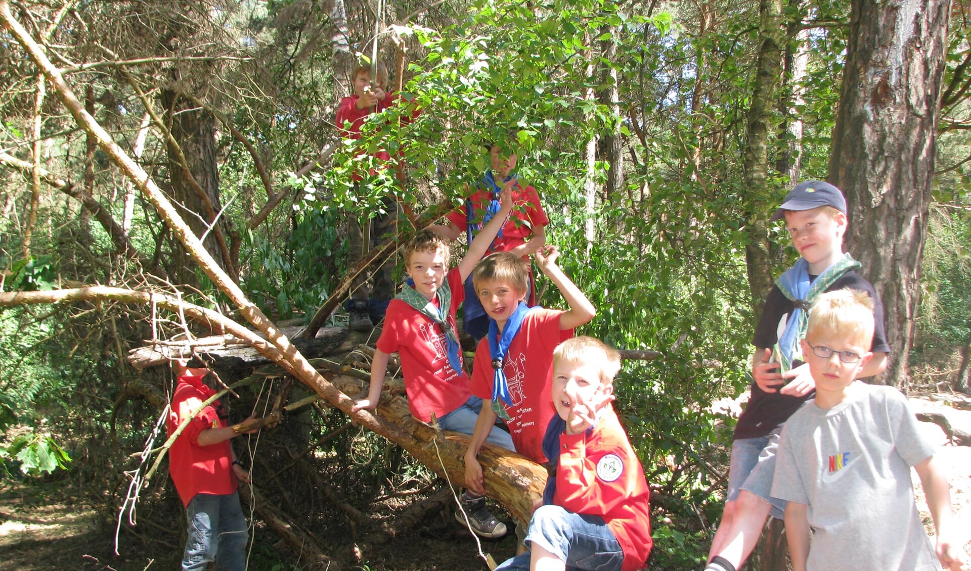 Leden  van scoutinggroep De Meuleberg voeren actie voor de aankoop van een stuk bos.
