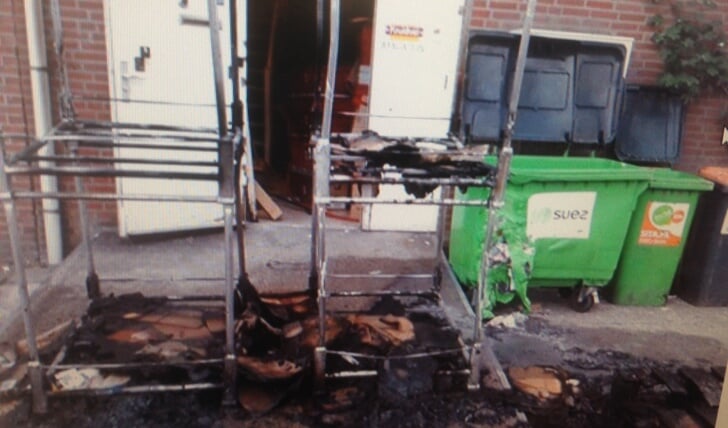 Schade aan diverse materialen na brand achter het Kruitvat. Foto: politie venray. 