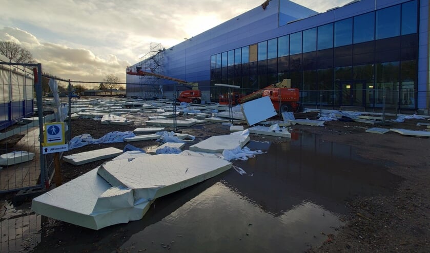 Stormschade bij nieuwbouw aan de Maasheseweg. Foto: SK-Media.