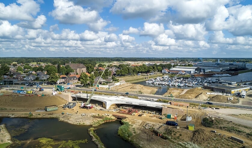 Luchtfoto werkzaamheden centrum Wanssum.
