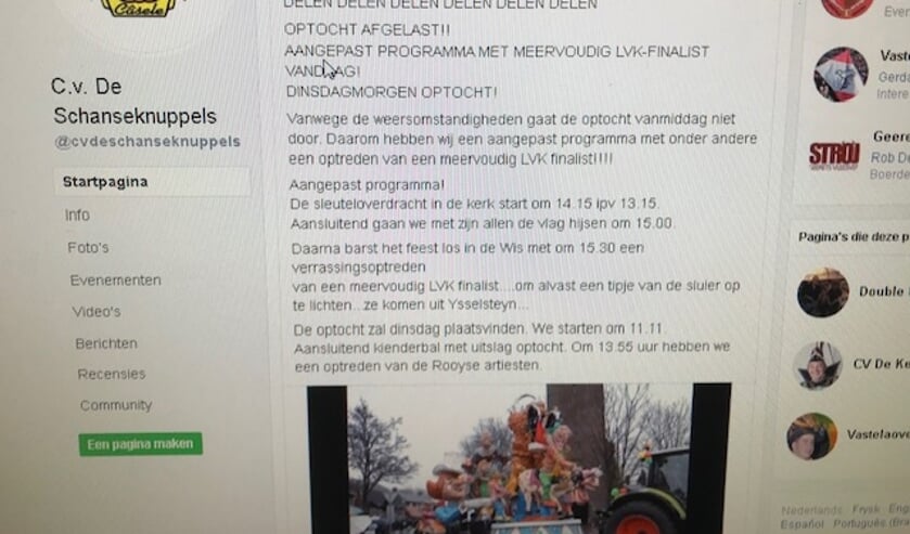 Het laatste nieuws op de Facebookpagina van De Schanseknuppels.