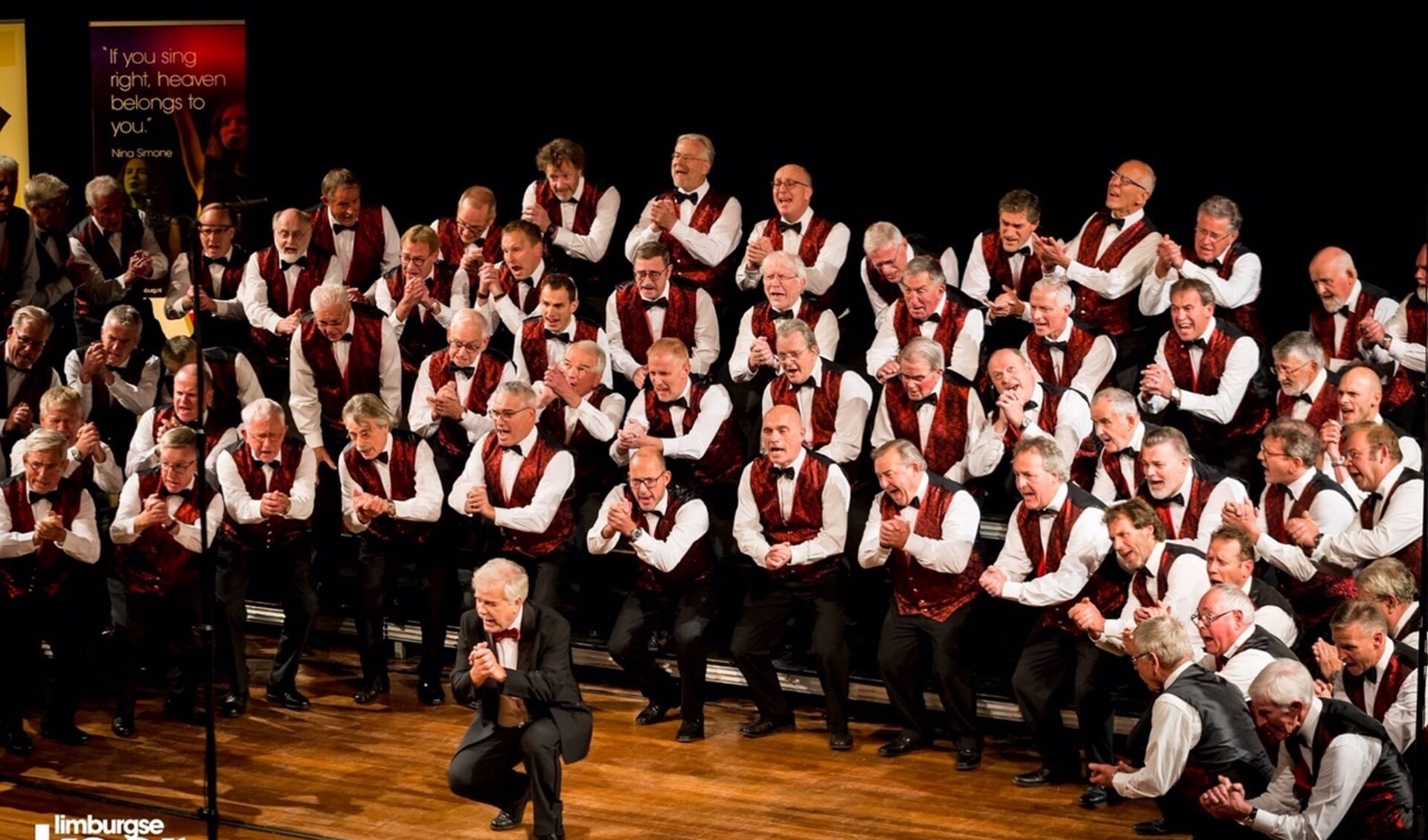Het Venrays Mannenkoor in actie tijdens Meet the Choirs in oktober 2019. 