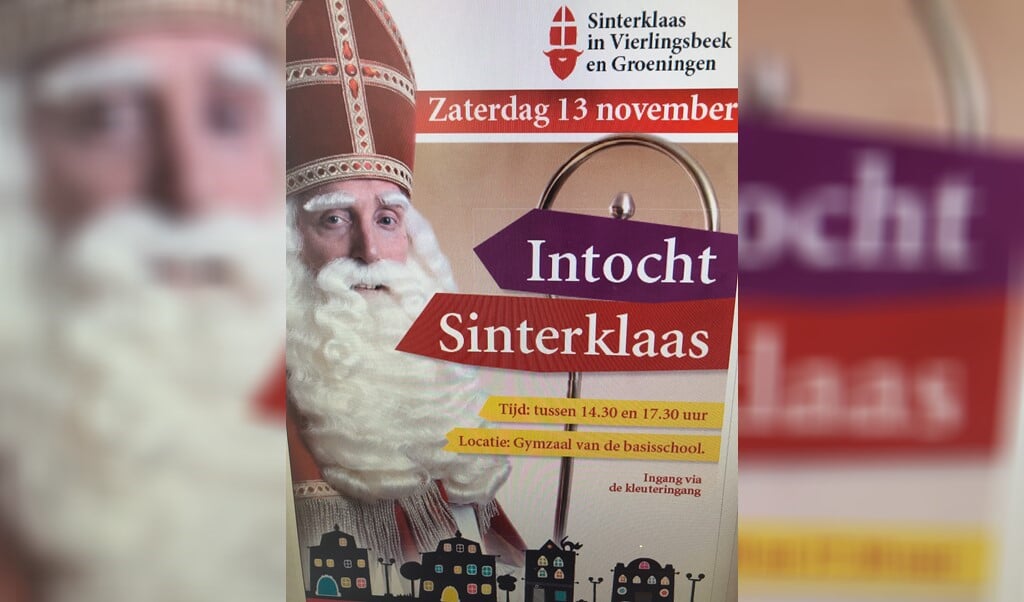 Sinterklaas komt op 13 november naar Vierlingsbeek en op 14 november naar Groeningen.