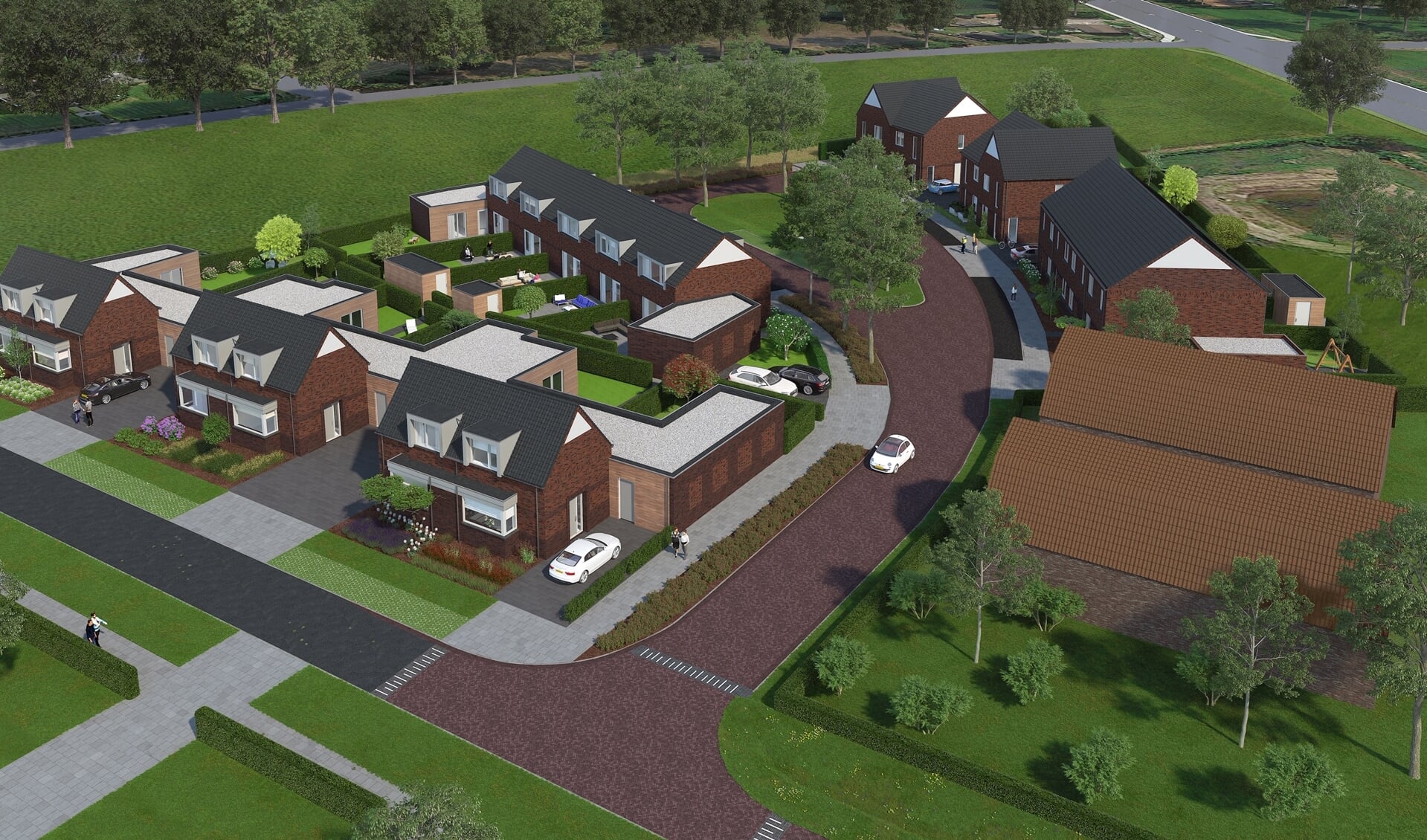 Tekening nieuwbouwplan Kievitsakker, waar negentien woningen worden gerealiseerd.