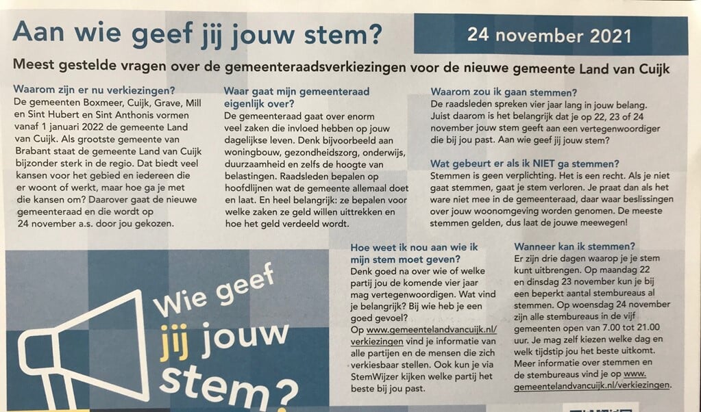Gemeenteraadsverkiezingen Land van Cuijk: aan wie geef jij jouw stem?  
