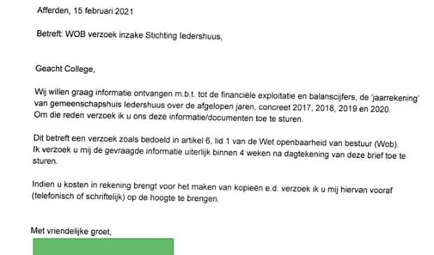 WOB verzoek Dorpsraad Afferden