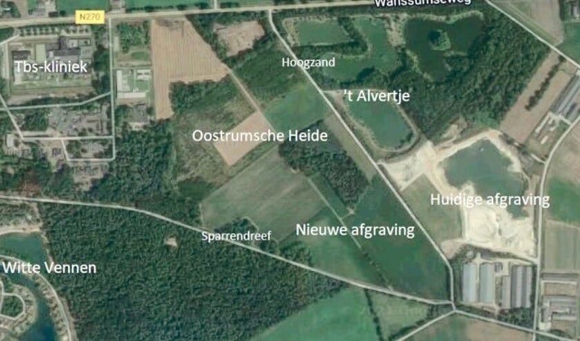 <p>Bij 'Nieuwe afgraving' zou de nieuwe ontgronding gaan plaatsvinden. </p>