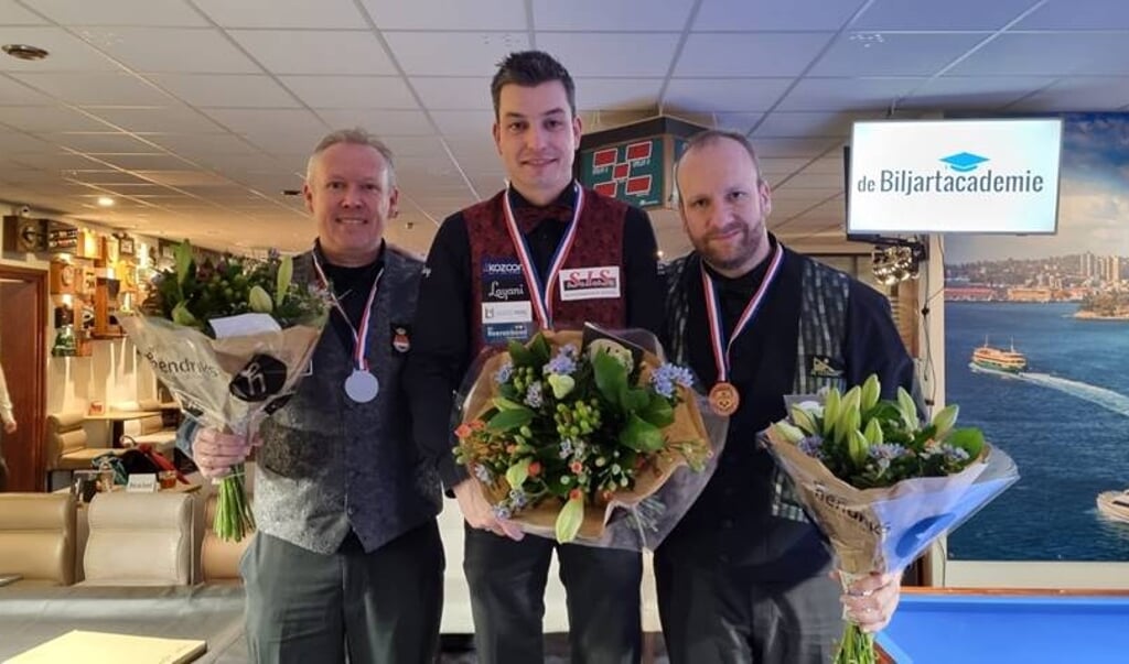Het podium met kampioen Raymund Swertz, Michel van Silfhout en Martin Egbers