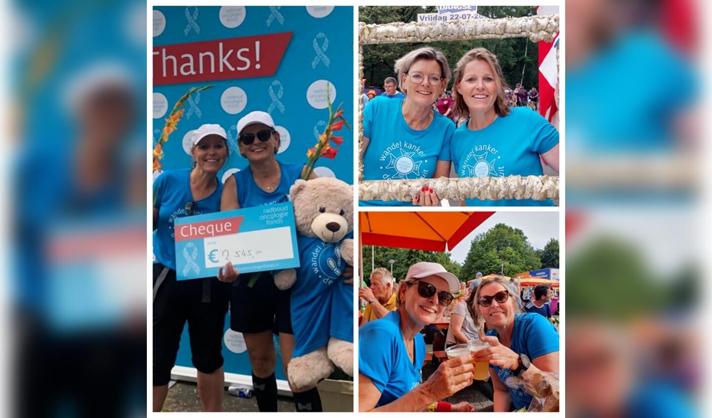 Susan Joosten en Yvonne Jacobs genoten tijdens de Vierdaagse en wandelden 2545 euro voor het goede doel bijeen.