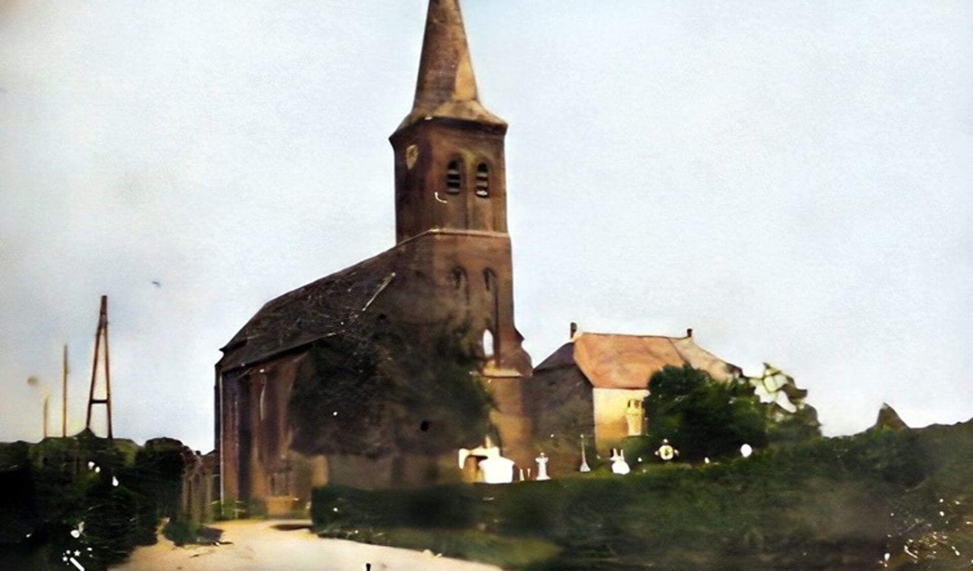 De oude kerk van Siebengewald in 1945 gebombardeerd