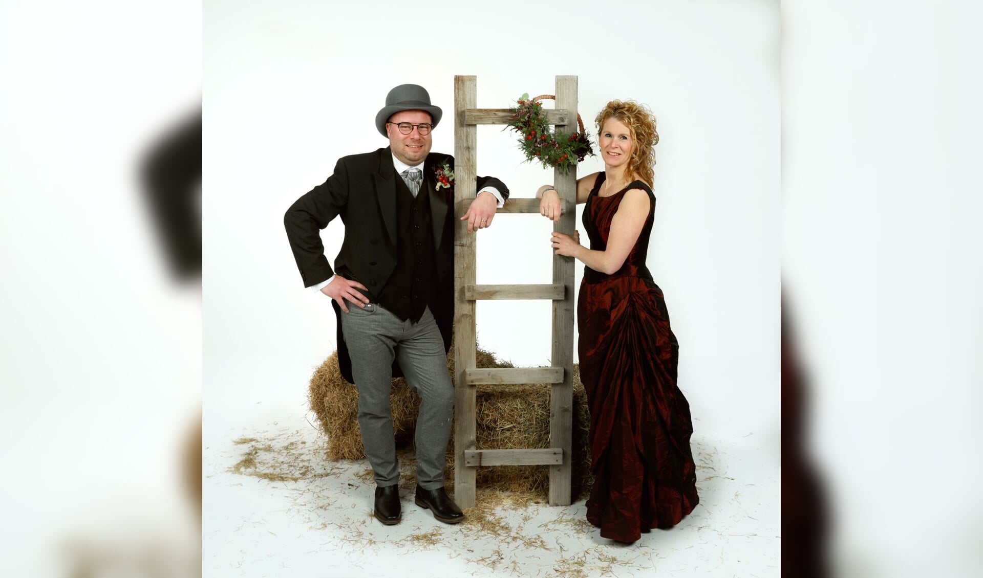 Het boerenbruidspaar Ton Simons en Sabine Schoenmakers. 