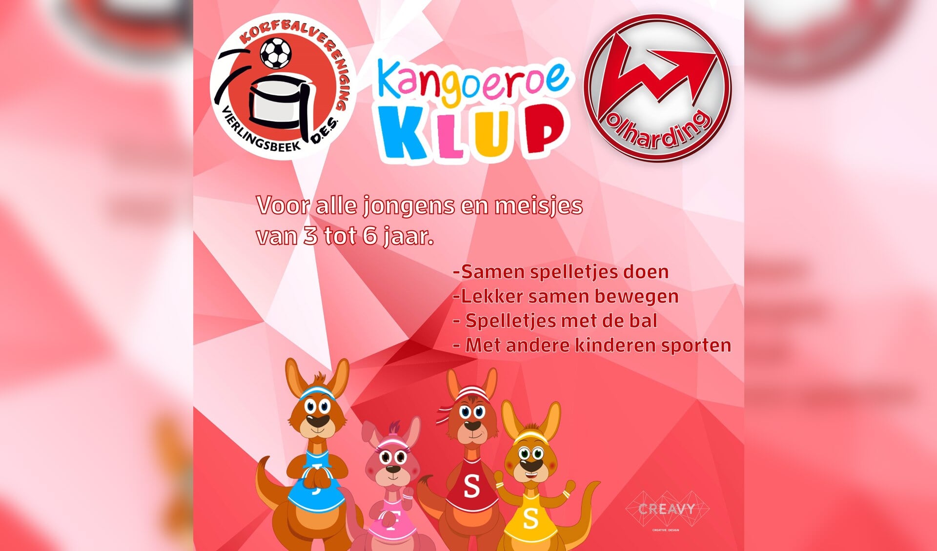 Jongens en meisjes van 3 tot 6 jaar zijn welkom bij de Kangoeroe Klup. 