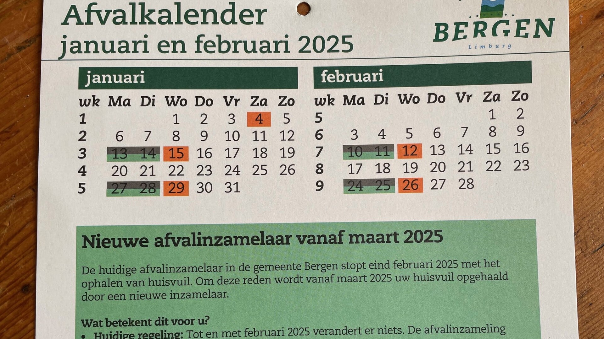 Afvalkalender 2025 MaasduinenCentraal de regio dat zijn wij