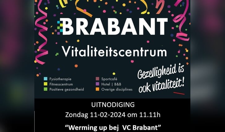 Werming up bej VC Brabant, carnavalszondag om 11.11 uur. 