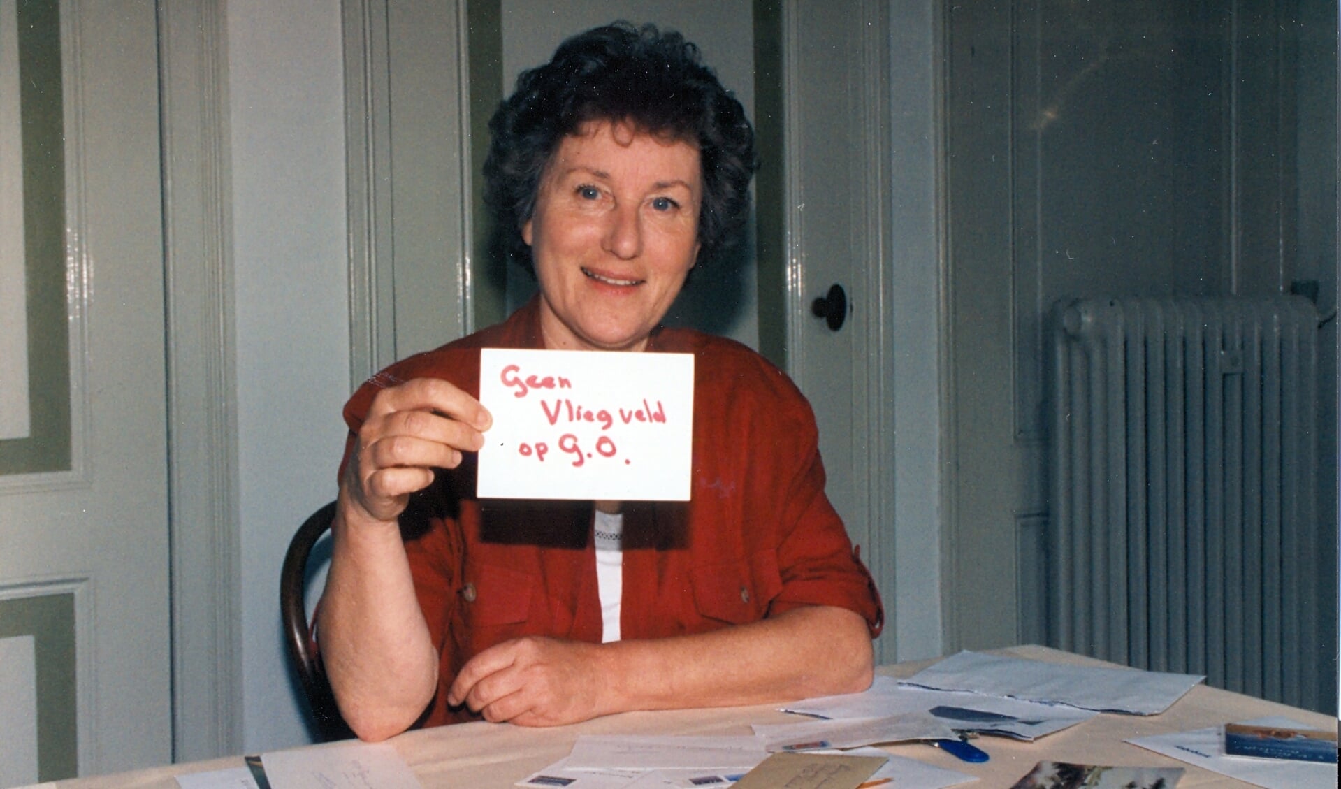 Cathy Westdorp uit Dirksland was woordvoerster van het actiecomité tegen de komst van een vliegveld op Goeree-Overflakkee. 