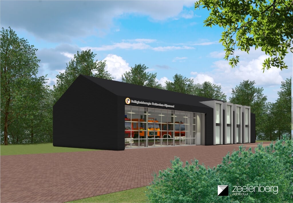 Impressie van de nieuwe brandweerkazerne in Ouddorp (Beeld: Zeelenberg Architectuur)