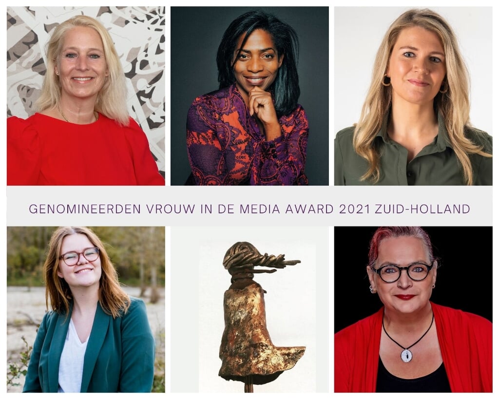 Genomineerden ‘Vrouw in de Media Award 2021 Zuid-Holland’, linksonder: Femke Meijboom