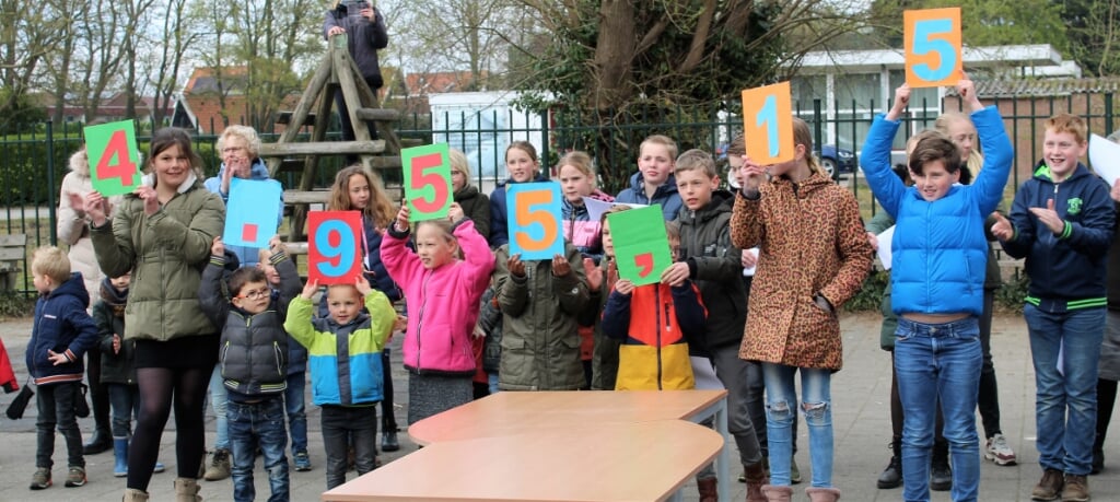 De opbrengst van de actie van de Oranje-Nassauschool in Nieuwe-Tonge uitgebeeld.