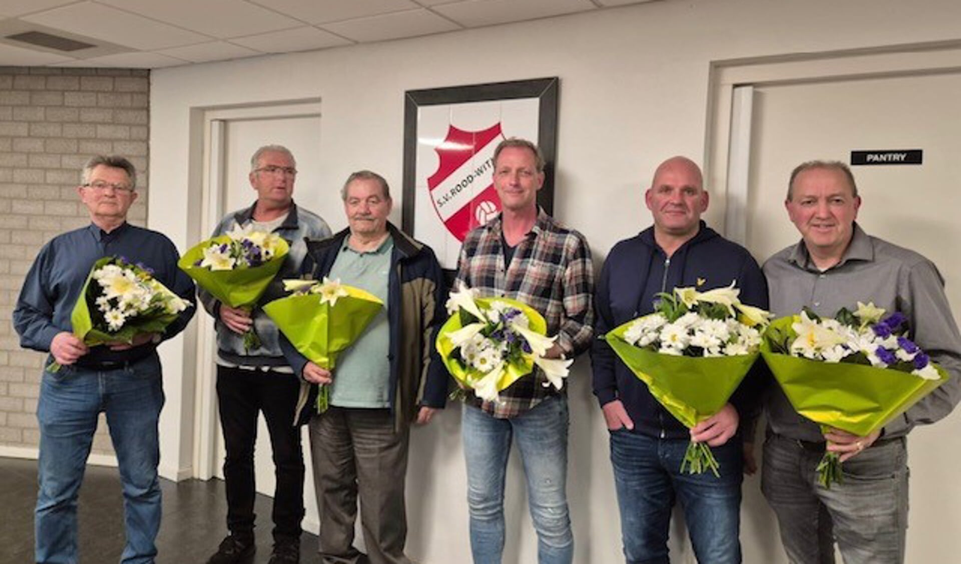 Van links naar rechts: Hans Heusschen, Jos Sleegers, Jan Cortenbach, Eric Merkx en Maurice Meulendijks