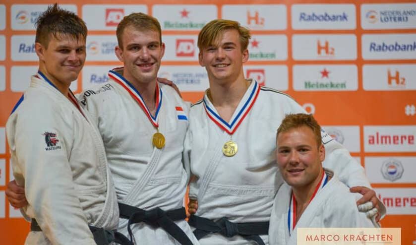 Vlnr: zilver Sjors Riddersma, goud Jelle Snippe, brons Duco Krijvenaar , brons Thomas Attema.