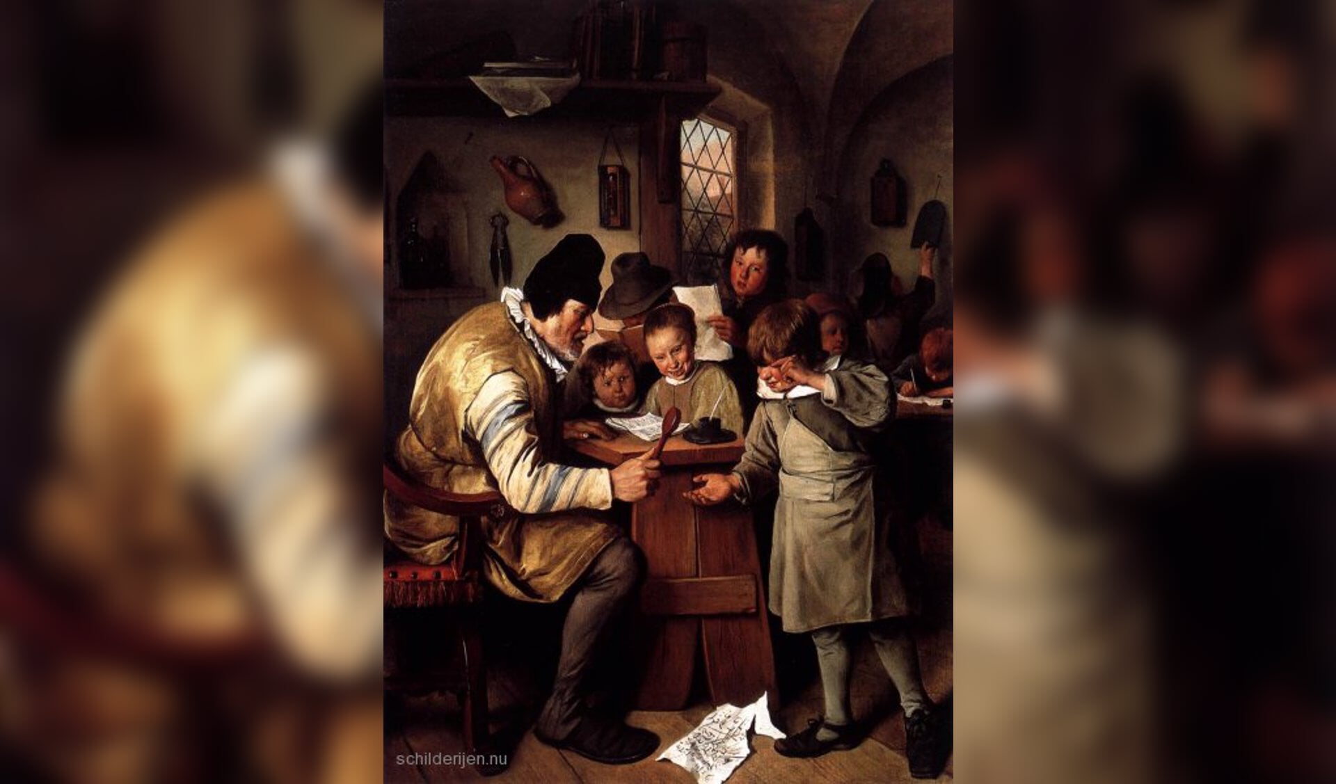  Onderwijs in de Gouden Eeuw: 'De schoolmeeester' van Jan Steen (1626-1679).
