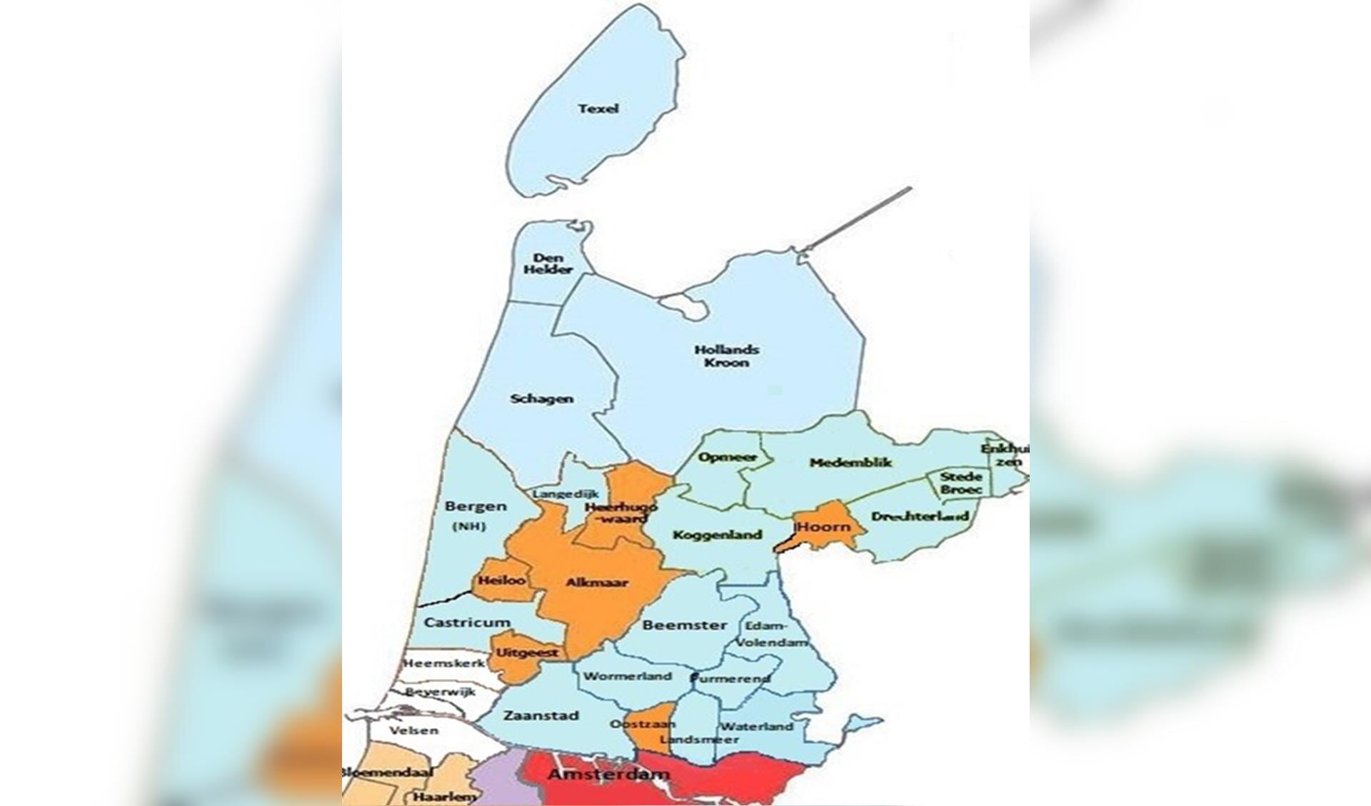 Lichtblauw: de 20 Noord-Hollandse VVD fracties. 