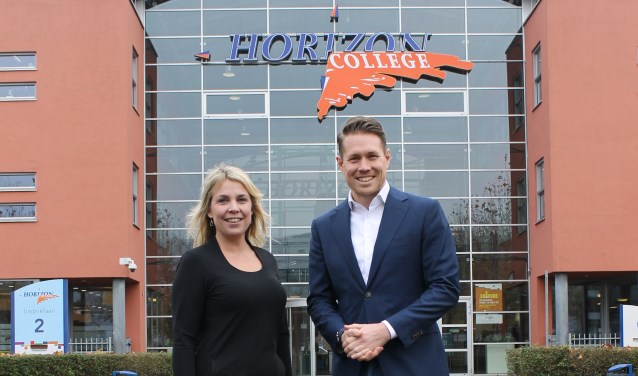Bianca de Jong en Rob Buwalda voor het Horizon College in Heerhugowaard.