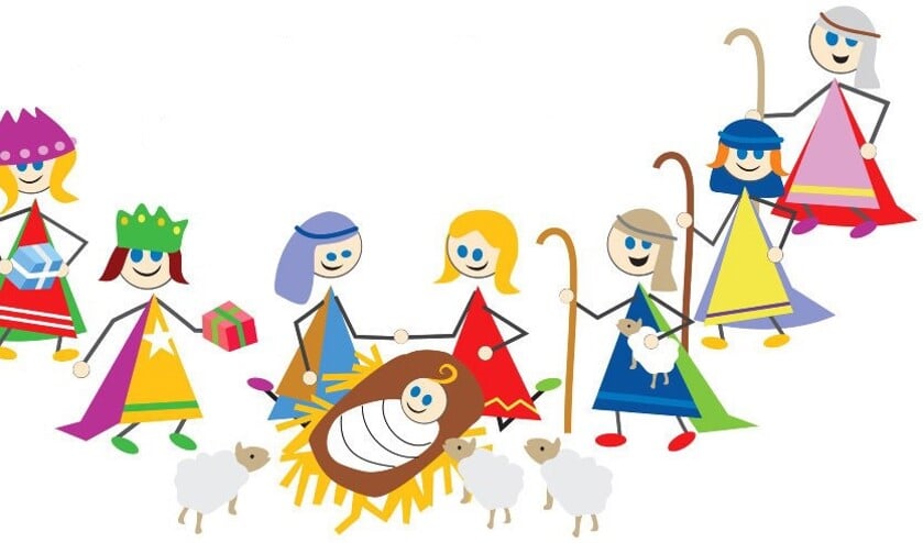 Illustratie van de kerststal